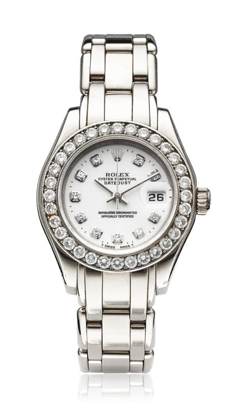 rolex datejust ladies white gold diamond pave watch|rolex lady datejust bracelet.